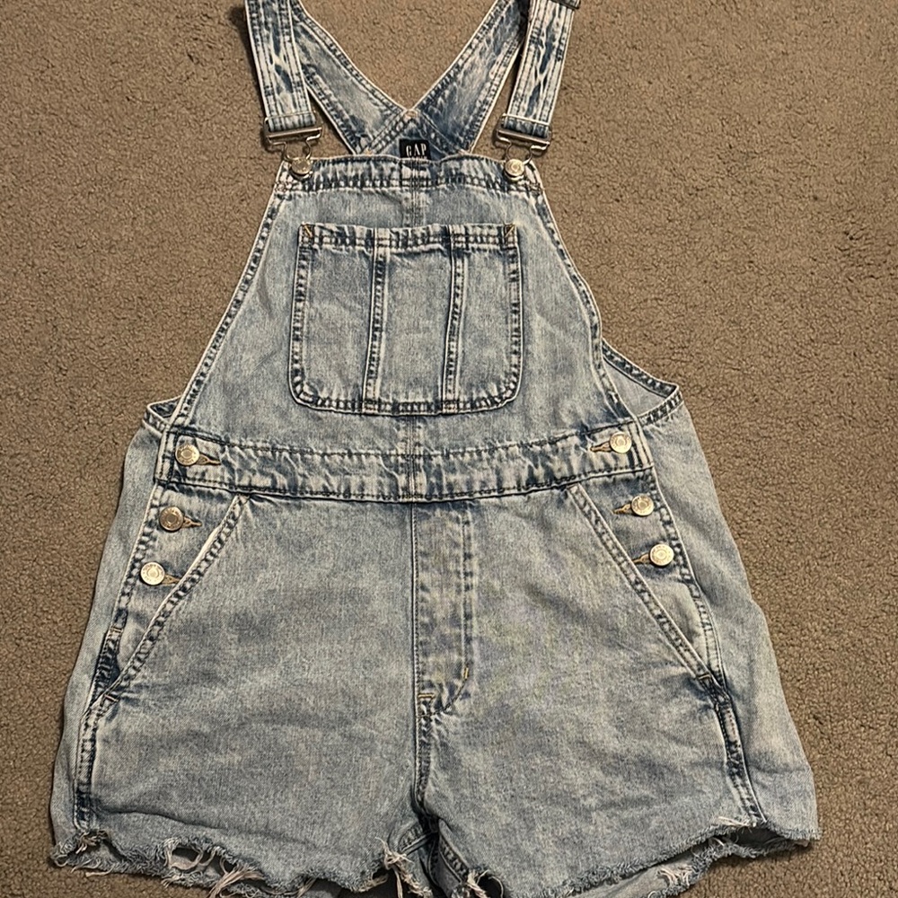 GAP Faded Blue Denim Short Overalls